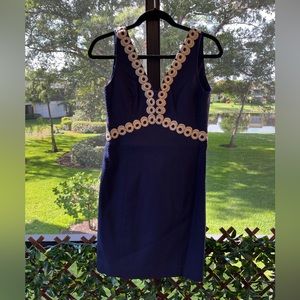 Lilly Pulitzer Esme Shift Navy & Gold Sleeveless Dress